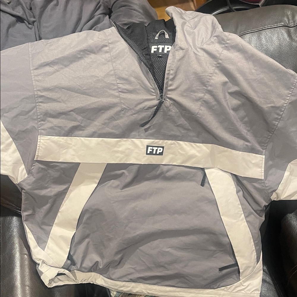 FTP Gray and White Hooded Jacket